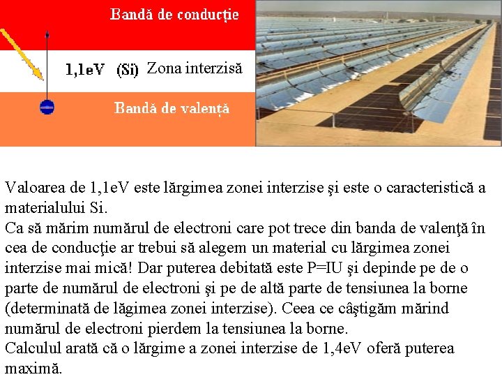 Zona interzisă Valoarea de 1, 1 e. V este lărgimea zonei interzise şi este Zona interzisă Valoarea de 1, 1 e. V este lărgimea zonei interzise şi este