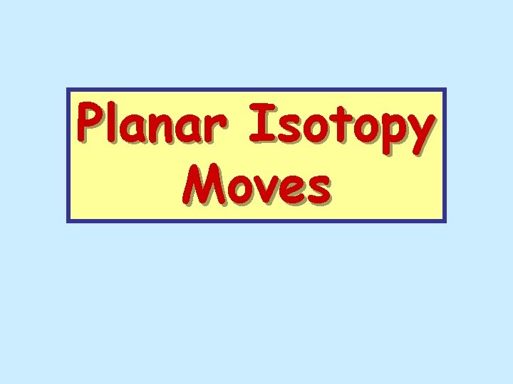 Planar Isotopy Moves 