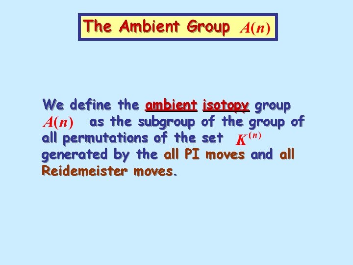 The Ambient Group We define the ambient isotopy group as the subgroup of the
