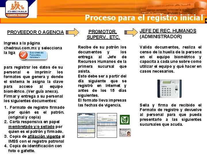 Proceso para el registro inicial PROVEEDOR O AGENCIA Ingresa a la página chedraui. com.