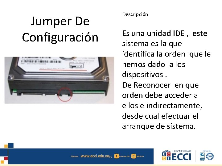 Jumper De Configuración Descripción Es una unidad IDE , este sistema es la que