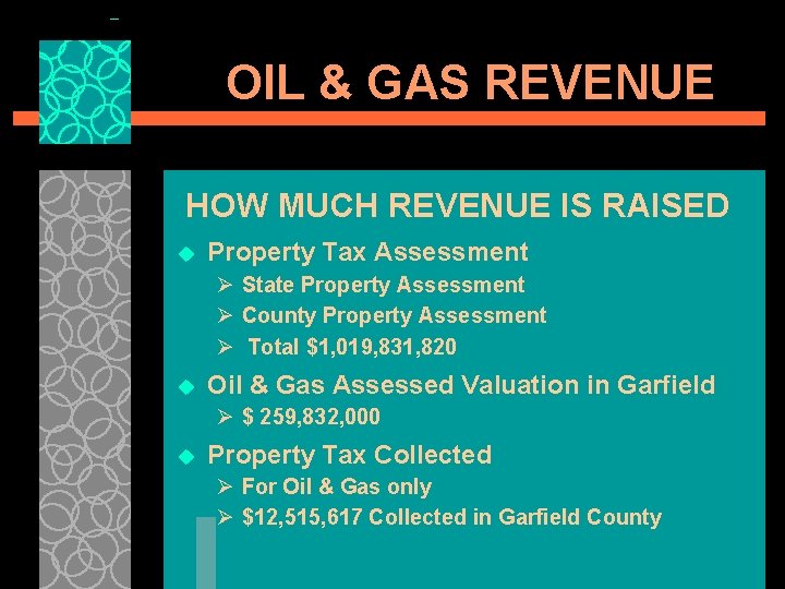 OIL & GAS REVENUE HOW MUCH REVENUE IS RAISED u Property Tax Assessment Ø