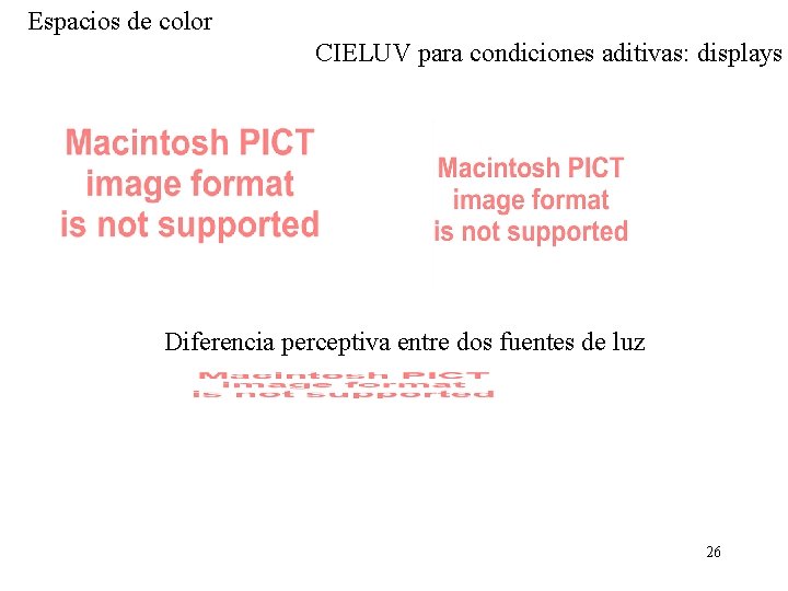 Espacios de color CIELUV para condiciones aditivas: displays Diferencia perceptiva entre dos fuentes de