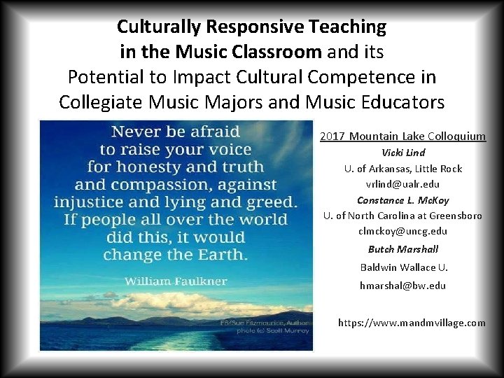 Culturally Responsive Teaching in the Music Classroom and its Potential to Impact Cultural Competence