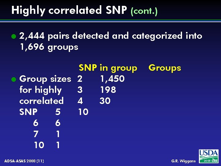 Highly correlated SNP (cont. ) l l 2, 444 pairs detected and categorized into