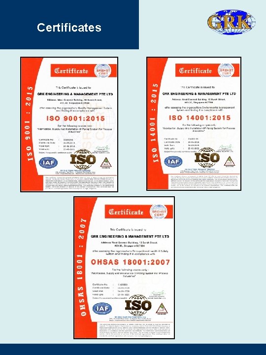 Certificates Certificates