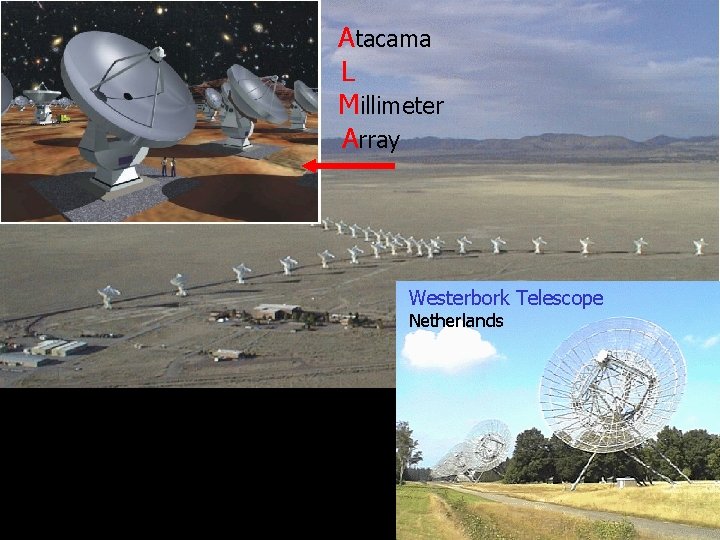 Very Large Array USA Atacama L Millimeter Array Westerbork Telescope Netherlands 