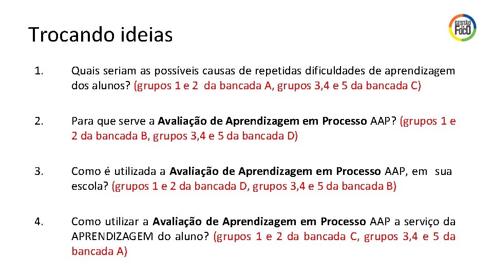 Trocando ideias 1. Quais seriam as possíveis causas de repetidas dificuldades de aprendizagem dos