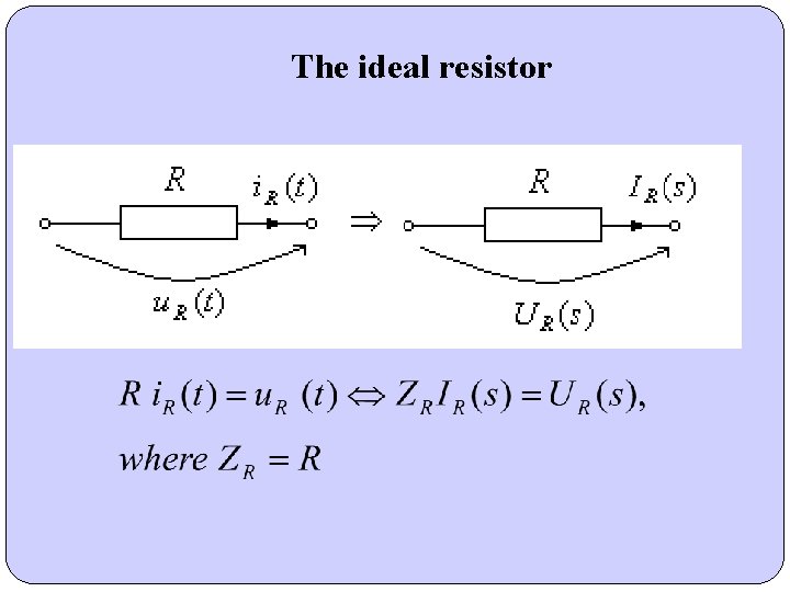 The ideal resistor The ideal resistor
