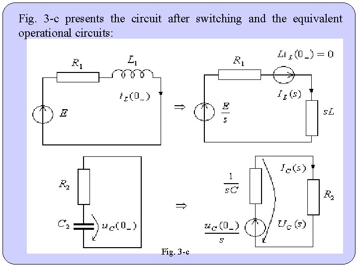 Fig. 3 -c presents the circuit after switching and the equivalent operational circuits: Fig. Fig. 3 -c presents the circuit after switching and the equivalent operational circuits: Fig.