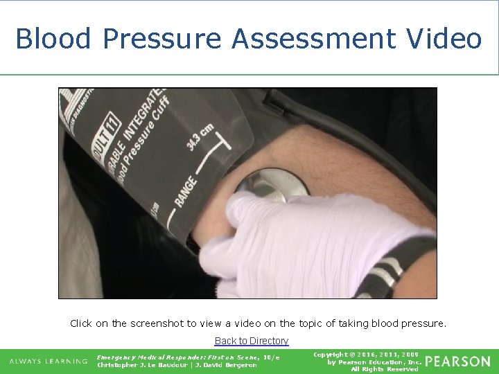 Blood Pressure Assessment Video Click on the screenshot to view a video on the