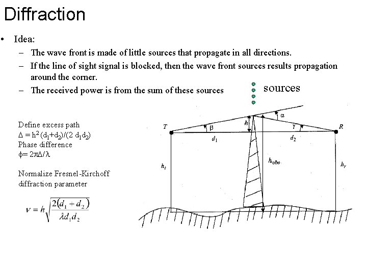 Diffraction • Idea: – The wave front is made of little sources that propagate