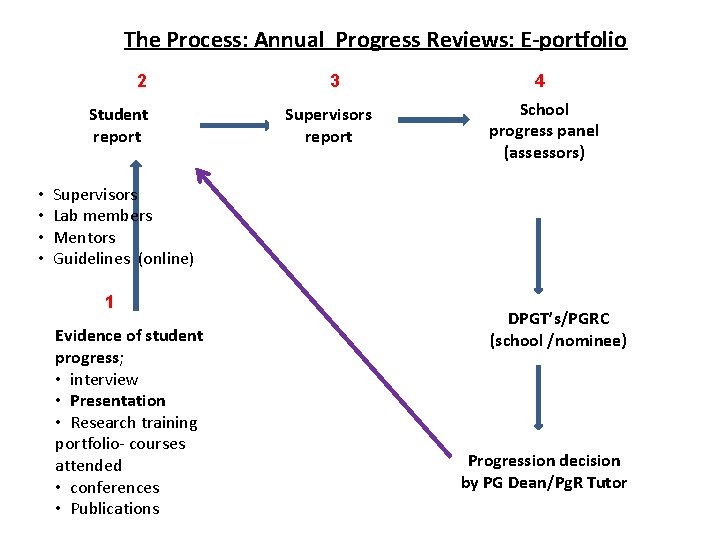 The Process: Annual Progress Reviews: E-portfolio 2 Student report • • 3 Supervisors report