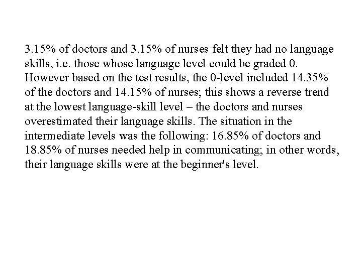 3. 15% of doctors and 3. 15% of nurses felt they had no 3. 15% of doctors and 3. 15% of nurses felt they had no