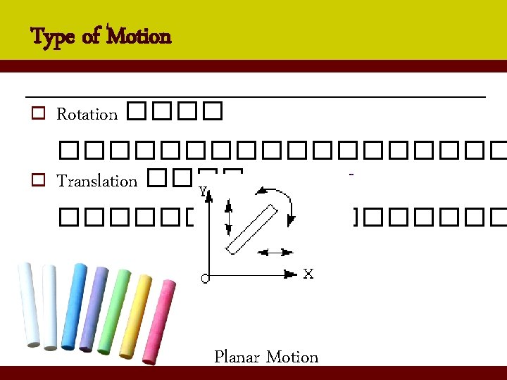 Type of Motion o o Rotation ����������� Translation ����������� Planar Motion 