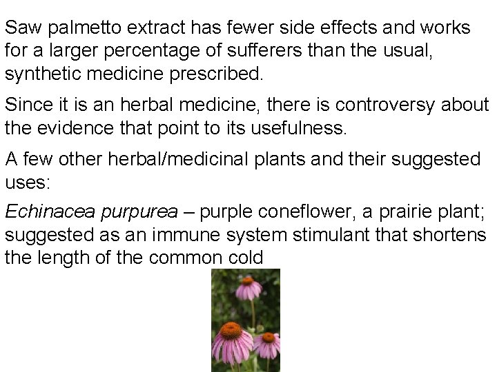 Saw palmetto extract has fewer side effects and works for a larger percentage of