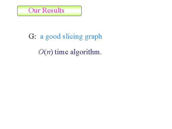 Our Results G: a good slicing graph O(n) time algorithm. 