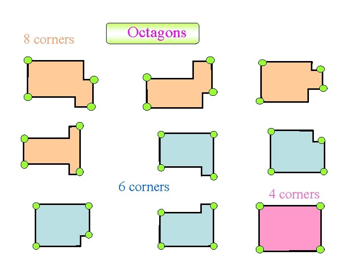 8 corners Octagons 6 corners 4 corners 