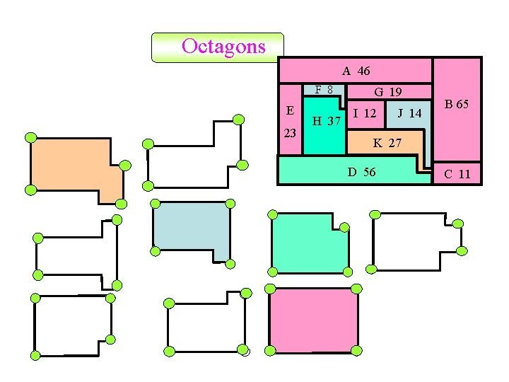 Octagons A 46 F 8 E 23 H 37 G 19 I 12 J