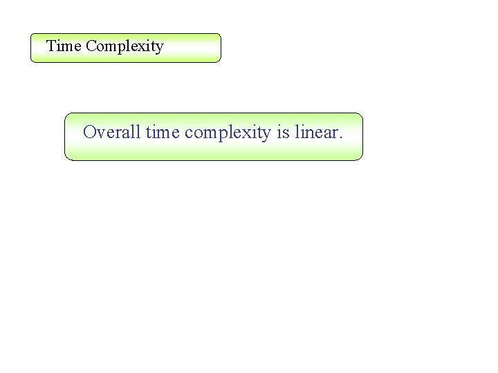 Time Complexity Overall time complexity is linear. 