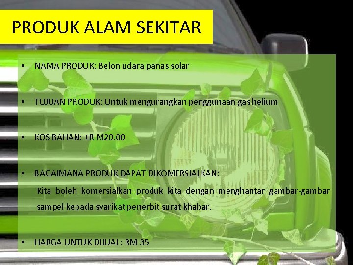 Kenderaan Mesra Alam Raisa Sun Ah Elisha Wilburt