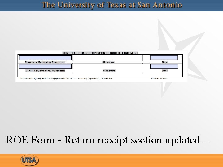 ROE Form - Return receipt section updated… 