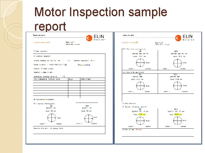 Motor Inspection sample report 
