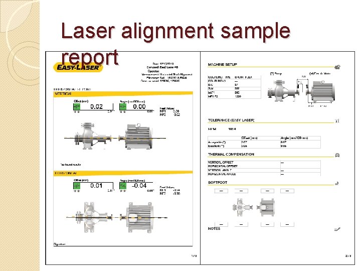 Laser alignment sample report 