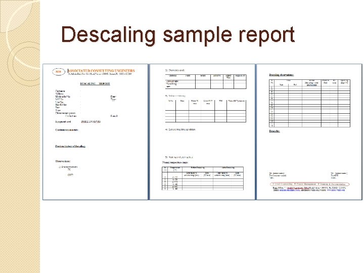 Descaling sample report 