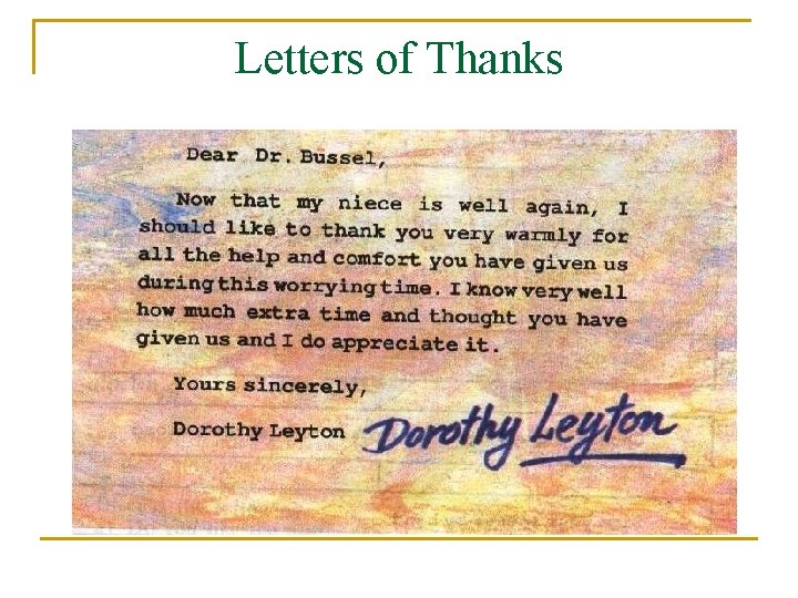 Letters of Thanks 