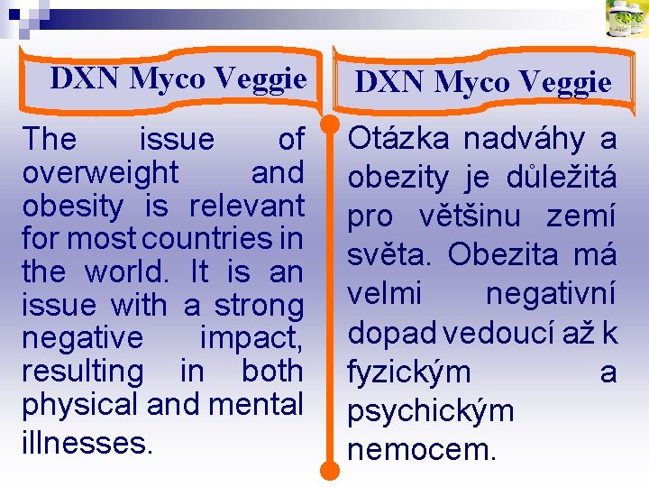 DXN Myco Veggie The issue of overweight and obesity is relevant for most countries