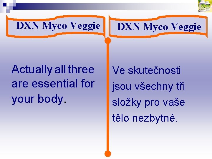 DXN Myco Veggie Actually all three are essential for your body. DXN Myco Veggie