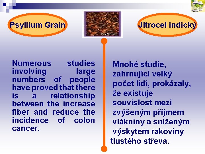 Psyllium Grain Numerous studies involving large numbers of people have proved that there is