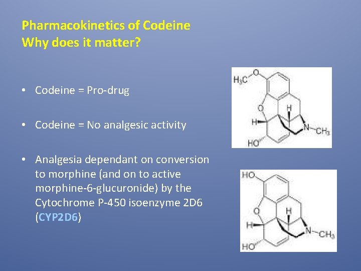 Pharmacokinetics of Codeine Why does it matter? • Codeine = Pro-drug • Codeine =