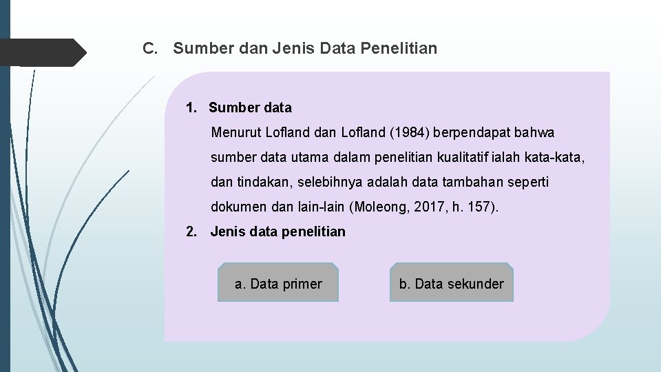 C. Sumber dan Jenis Data Penelitian 1. Sumber data Menurut Lofland dan Lofland (1984)