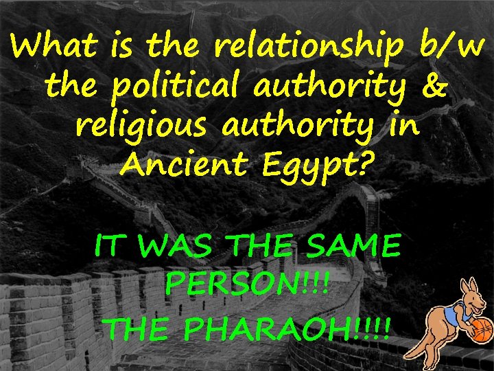 What is the relationship b/w the political authority & religious authority in Ancient Egypt?