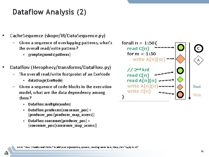 Dataflow Analysis (2) § Cache. Sequence (skope/IR/Data. Sequence. py) – Given a sequence of