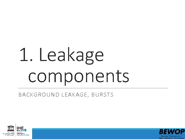 1. Leakage components BACKGROUND LEAKAGE, BURSTS 