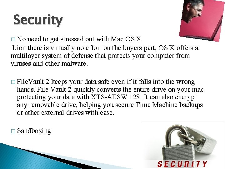 Security � No need to get stressed out with Mac OS X Lion there