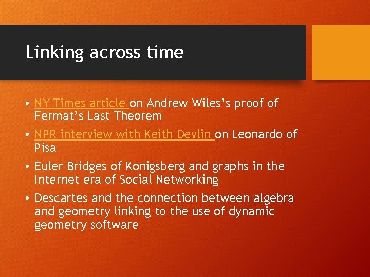 Linking across time • NY Times article on Andrew Wiles’s proof of Fermat’s Last