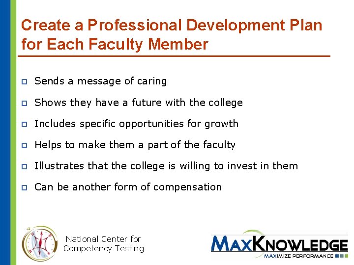 Create a Professional Development Plan for Each Faculty Member p Sends a message of