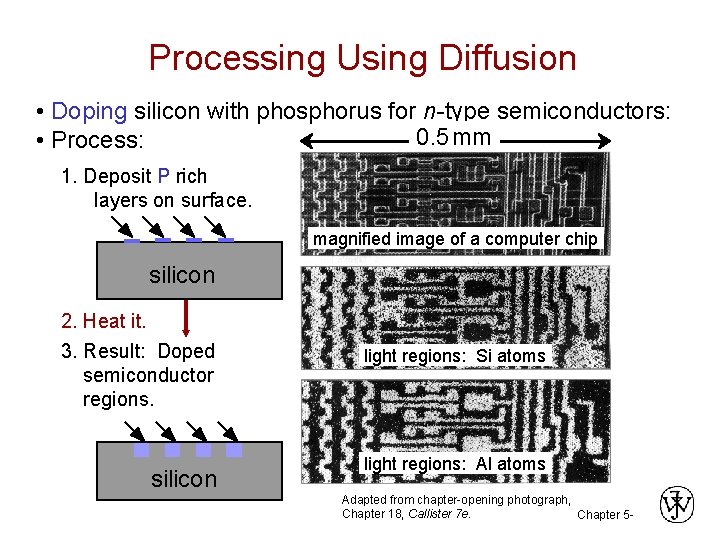 Processing Using Diffusion • Doping silicon with phosphorus for n-type semiconductors: 0. 5 mm