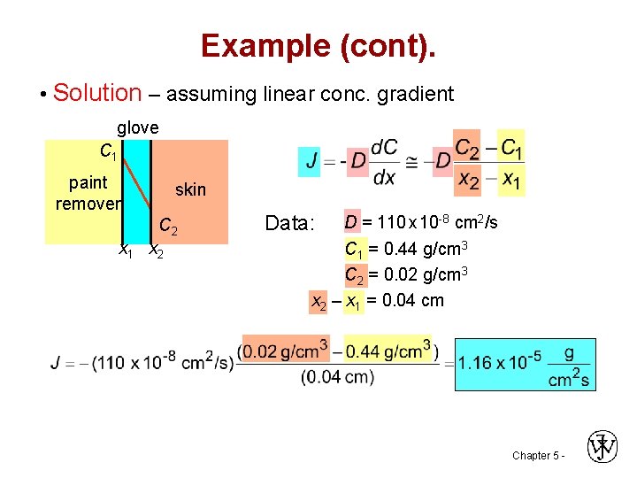 Example (cont). • Solution – assuming linear conc. gradient glove C 1 paint remover