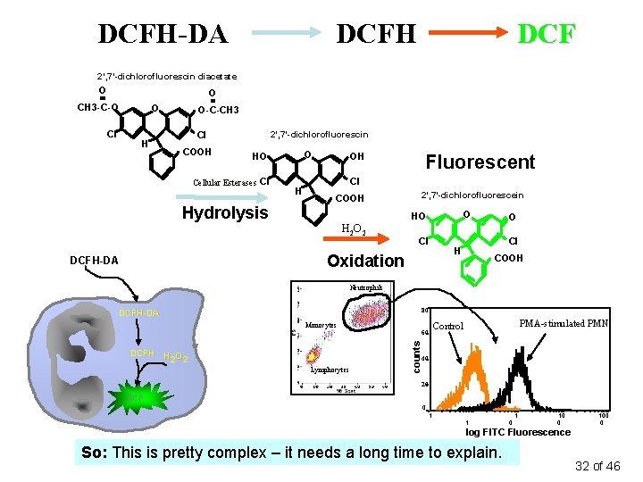 DCFH-DA DCFH DCF 2’, 7’-dichlorofluorescin diacetate O O CH 3 -C-O Cl O H