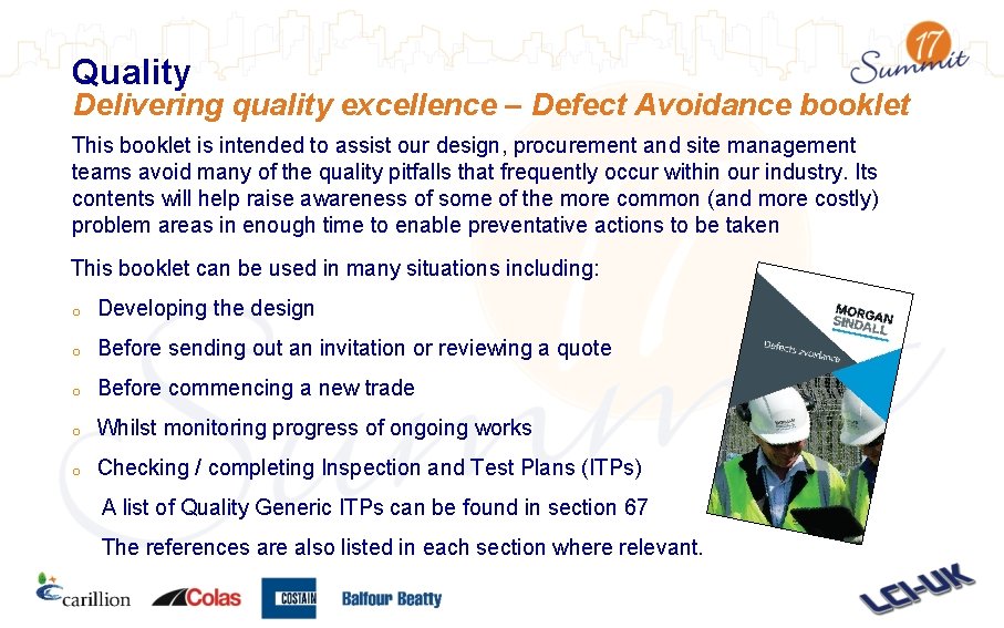 Quality Delivering quality excellence – Defect Avoidance booklet This booklet is intended to assist