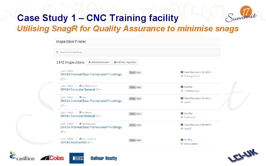 Case Study 1 – CNC Training facility Utilising Snag. R for Quality Assurance to