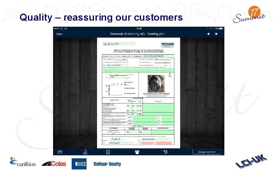 Quality – reassuring our customers 