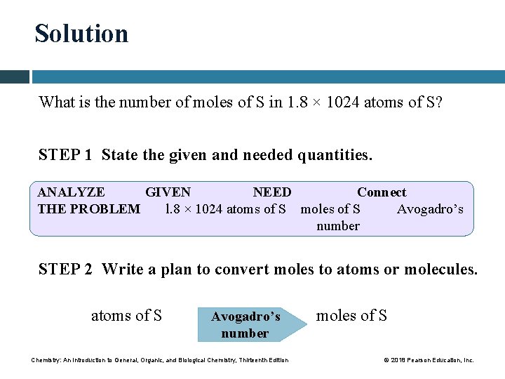 Solution What is the number of moles of S in 1. 8 × 1024
