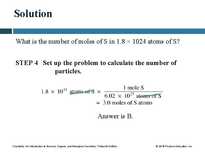 Solution What is the number of moles of S in 1. 8 × 1024