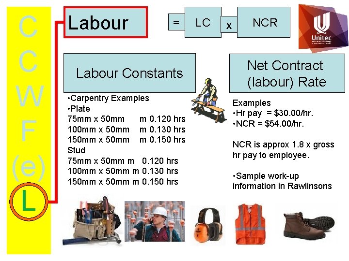C C W F (e) L Labour = Labour Constants • Carpentry Examples •